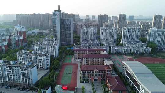 六安市金安路学校东校校园航拍视频素材