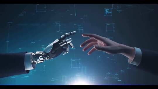 人工智能、机械臂、人手臂、触碰