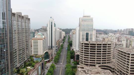 航拍福建泉州城市交通大道