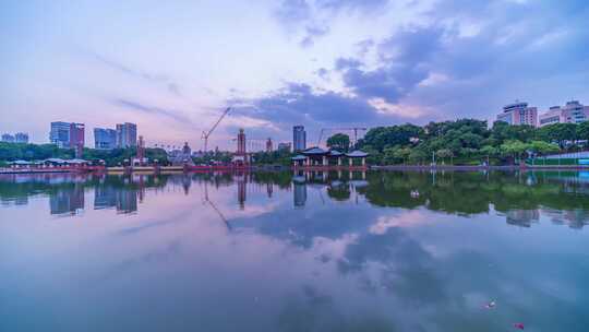 佛山千灯湖夕阳晚霞云彩延时风光