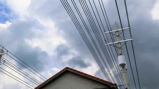 农村电网改造高压电线杆视频素材模板下载