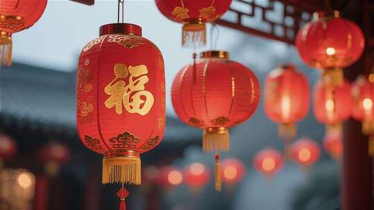 中式红灯笼悬挂场景