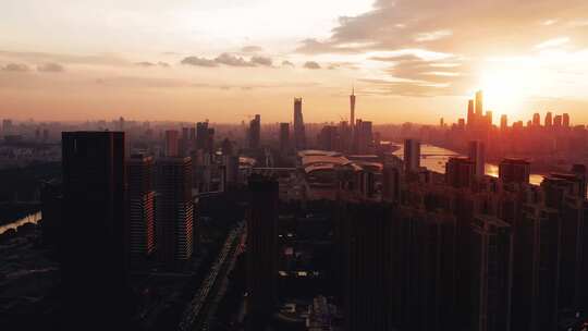 广州琶洲万胜围日落-视频素材模板下载