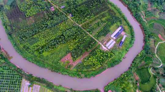 航拍乡村田野村庄