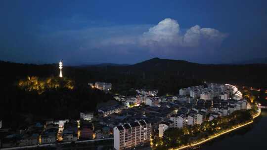 福建三明泰宁县城夜景灯光航拍