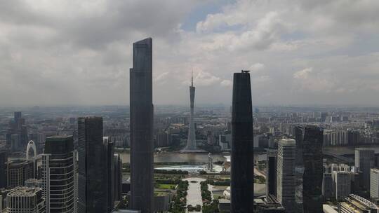 （4K原素材）珠江新城广场中轴上升及前飞视频素材模板下载