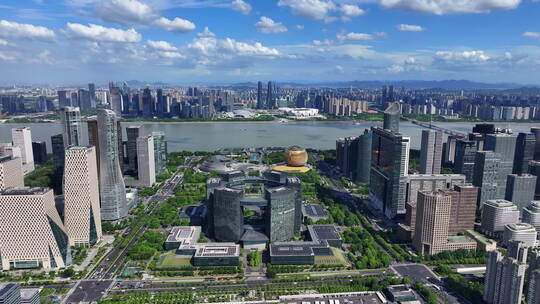 杭州钱江新城摩天大楼CBD繁华商业中心视频素材模板下载