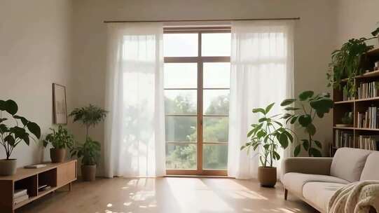 室内客厅窗户绿植沙发场景