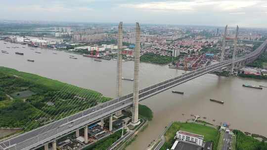 闵浦大桥 吴泾第二发电厂 黄浦江 拉索桥视频素材模板下载