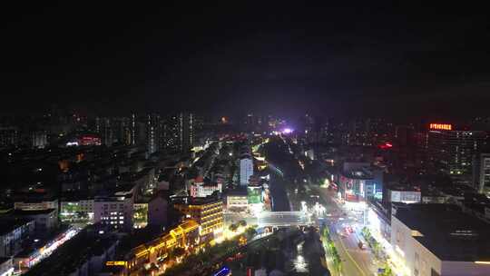 航拍山东济宁古运河夜景