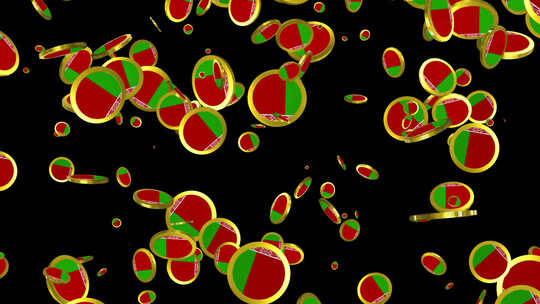 白俄罗斯国旗与金币下降阿尔法环视频素材模板下载
