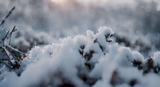 冬天雪地特写雪天风景下雪风光唯美冬季雪景