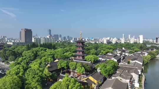 苏州寒山寺枫桥风景名胜区航拍