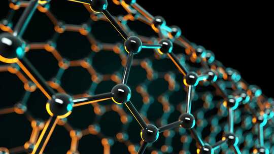 蓝色纳米管纳米结构循环动画。科学研究与技