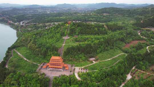 航拍湖南株洲旅游5A级炎帝陵景区全景