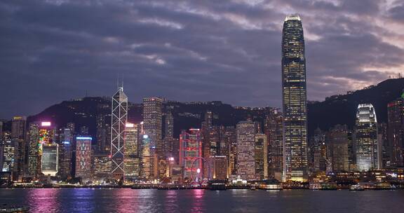 夜晚的香港都市