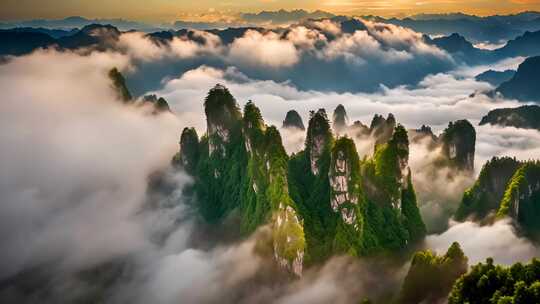 山峦云海日出全景