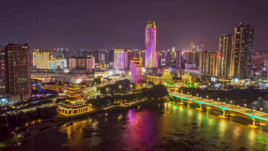 高清4K南宁朝阳广夜景场延时视频素材模板下载