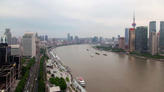 延时上海船舶在黄浦江上航行延时