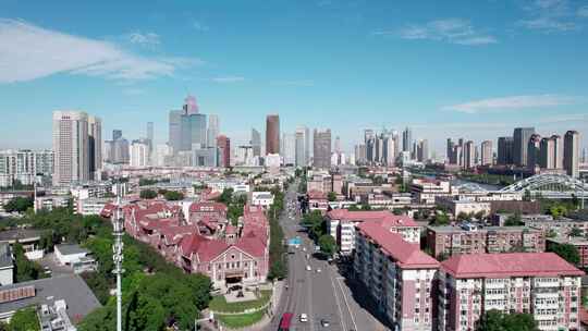 天津海河风景小白楼CBD城市风光航拍