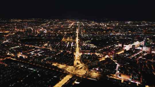 航拍城市街道夜景