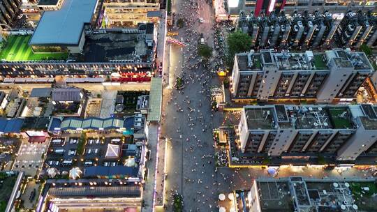 深圳大浪商业圈步行街夜景人流航拍