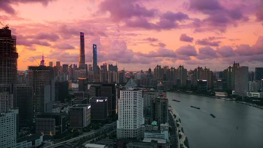上海唯美日出日落航拍桥