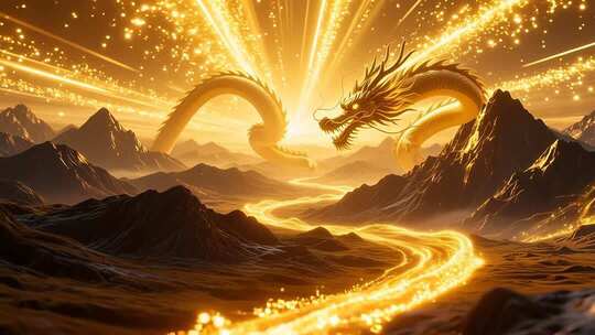 大气开场金色粒子光线山脉红绸动感合集4K