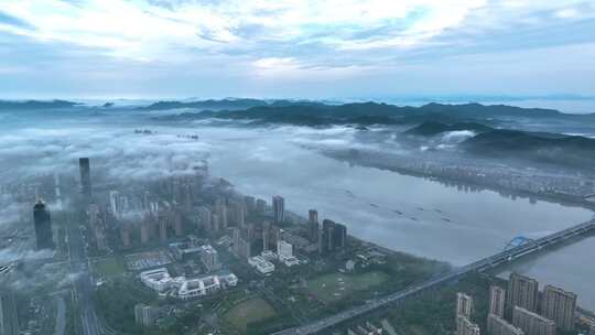 滨江云雾大景