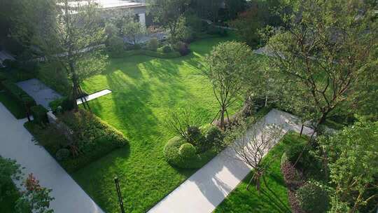 空中俯瞰园林绿植景观