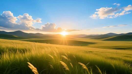 草原上升起不落的太阳4K