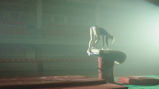 女体操运动员倒立慢镜头