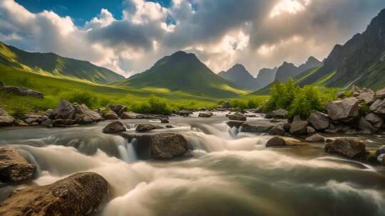 山间溪流自然风光