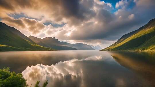 山水湖泊自然风景