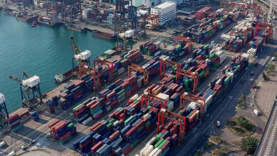 港口、码头、物流运输、航运、长江、集装箱视频素材模板下载