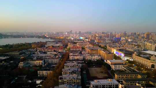 杭州西湖景区吴山广场城市夜景航拍