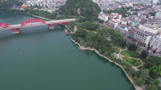 航拍广西柳州城市建筑风光