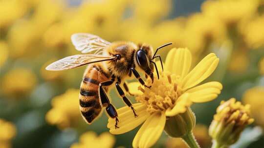 花间蝴蝶蜜蜂互动自然之美