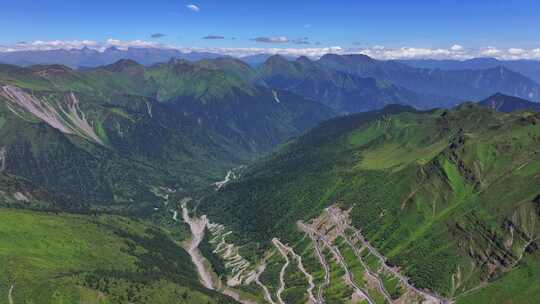 航拍四川独库公路宝康线高山森林风光视频素材模板下载