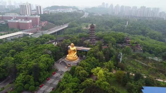 重庆地标夜景航拍建筑环球金融中