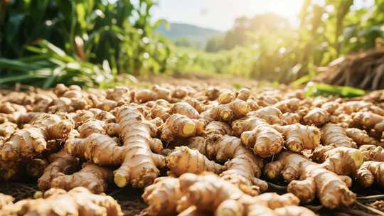 田地里丰收的生姜
