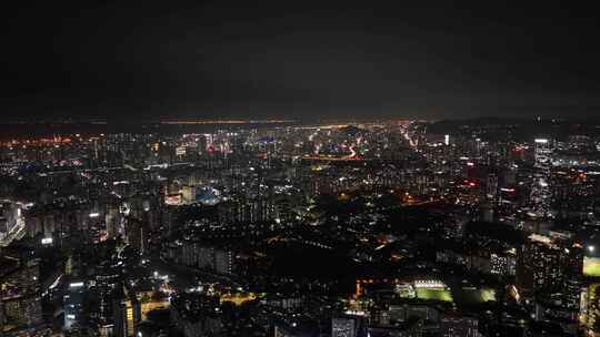 深圳南山区CBD高楼大厦夜景航拍