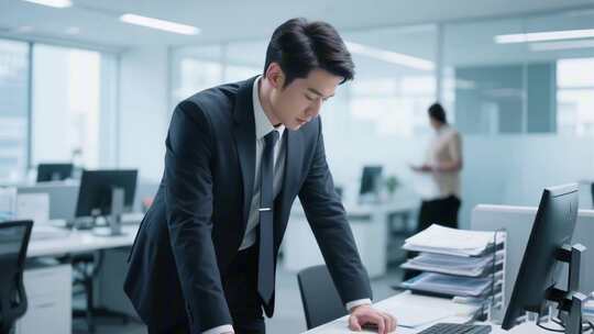 办公室商务人士俯身办公