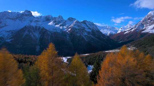 航拍西藏雪域高原山林