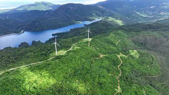 4K航拍风车山风力发电视频素材模板下载