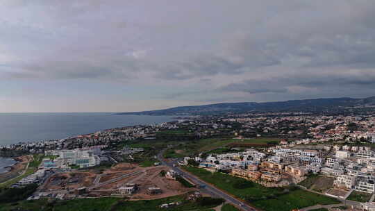 帕福斯塞浦路斯城市建筑的鸟瞰