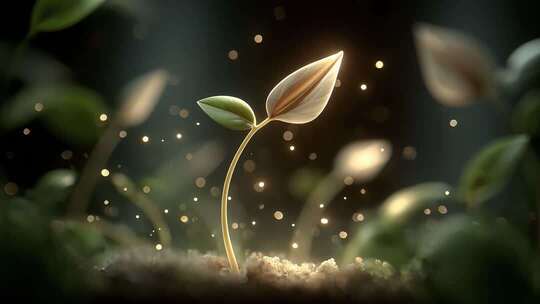 破土而出的小苗在闪耀光芒