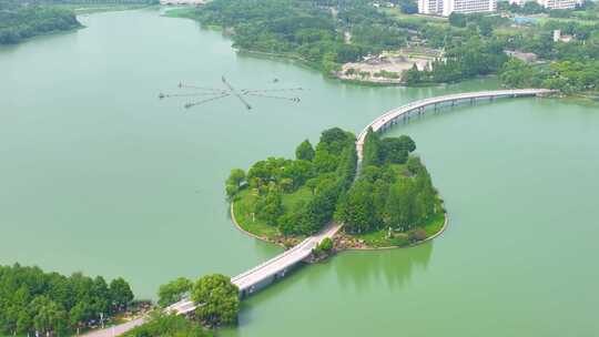 安徽省合肥市蜀山区翡翠湖景区湖泊美景城市