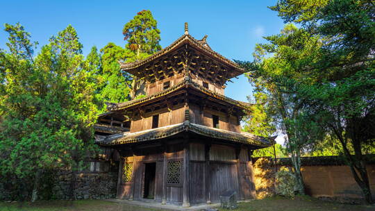 浙江景宁云中大漈时思寺传统木质古建筑延时