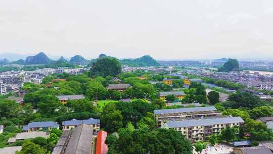 航拍桂林靖江王府独秀峰风景区